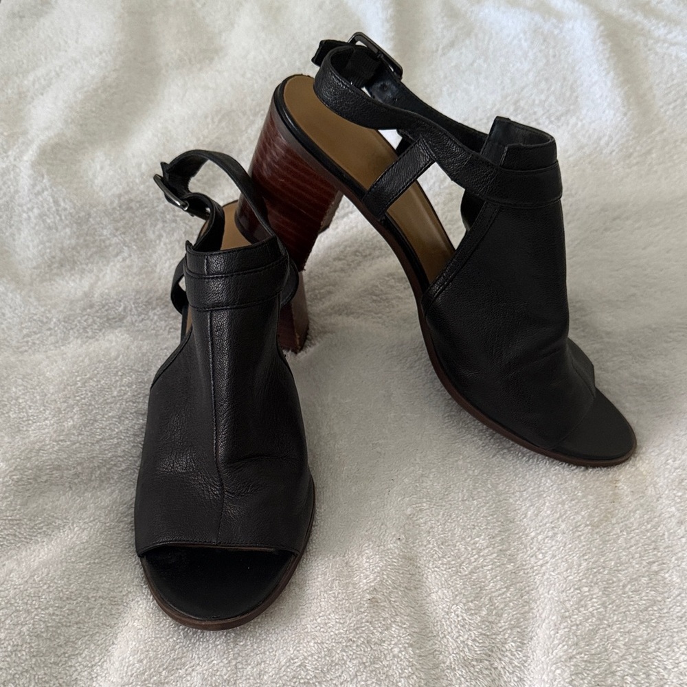 Franco Sarto Black Open-Toe Heels